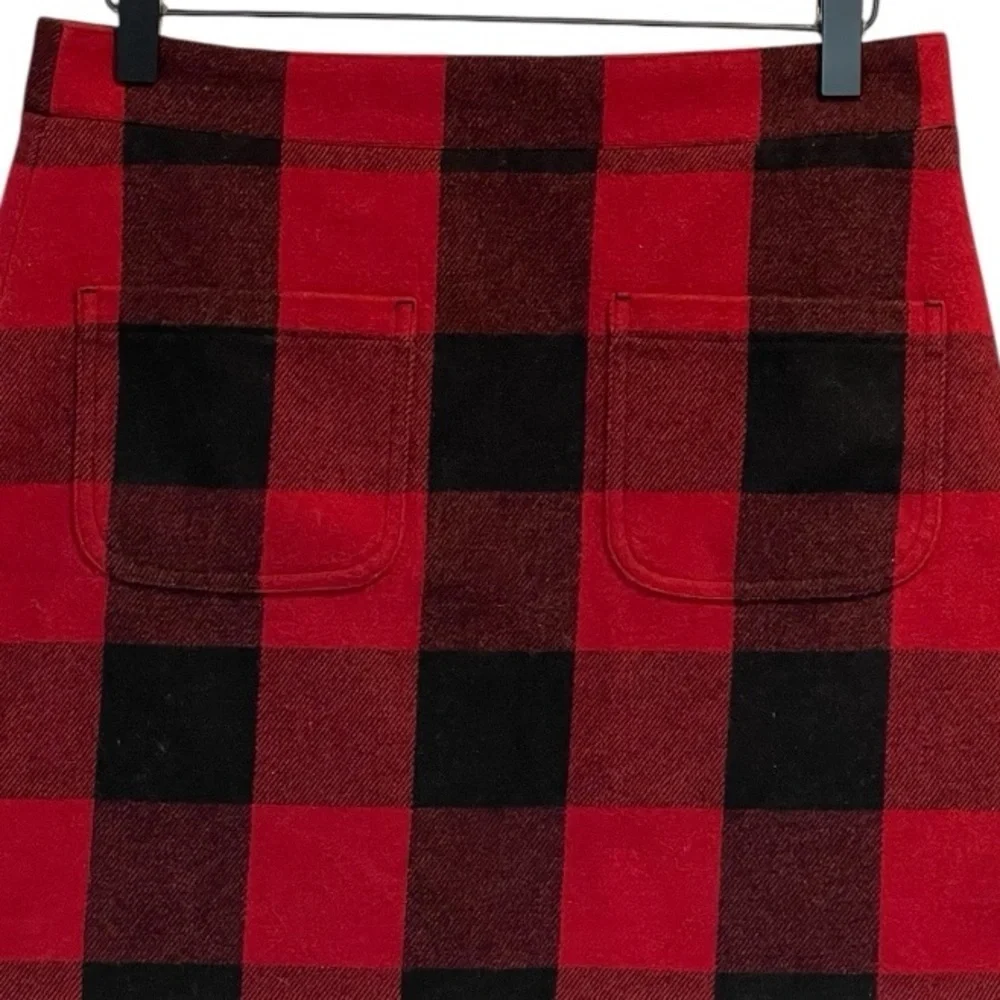 J. Crew Red/Black Checkered A-Line Mini Skirt, Wool Blend, Lined, Holidays, Sz 4 - Picture 12 of 13